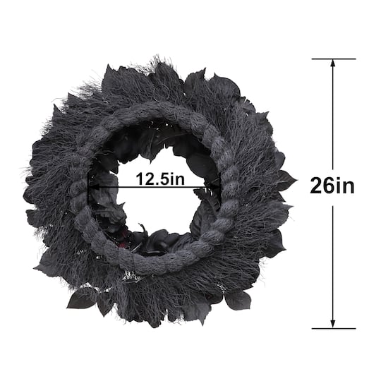 26" Black Rose, Skull Flower & Moth Wreath by Ashland®